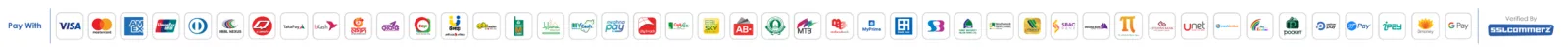 Accepted payment methods — bKash, Nagad, Rocket, Visa, Mastercard, DBBL and more via SSLCommerz