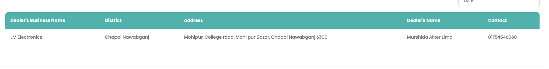 LM Electronics listed in the Hisense Bangladesh official dealer directory for Chapai Nawabganj