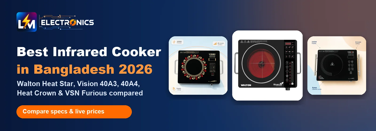 Best Infrared Cooker in Bangladesh 2026 — Walton Heat Star, Vision 40A3 ও 40A4, LM Electronics