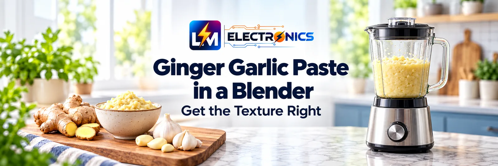 Ginger garlic paste in a blender — আদা, রসুন আর ব্লেন্ডারে বাটা আদা-রসুনের পেস্ট