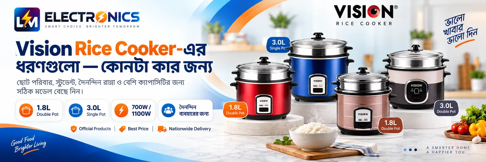 Vision Rice Cooker — মডেল তুলনা — LM Electronics