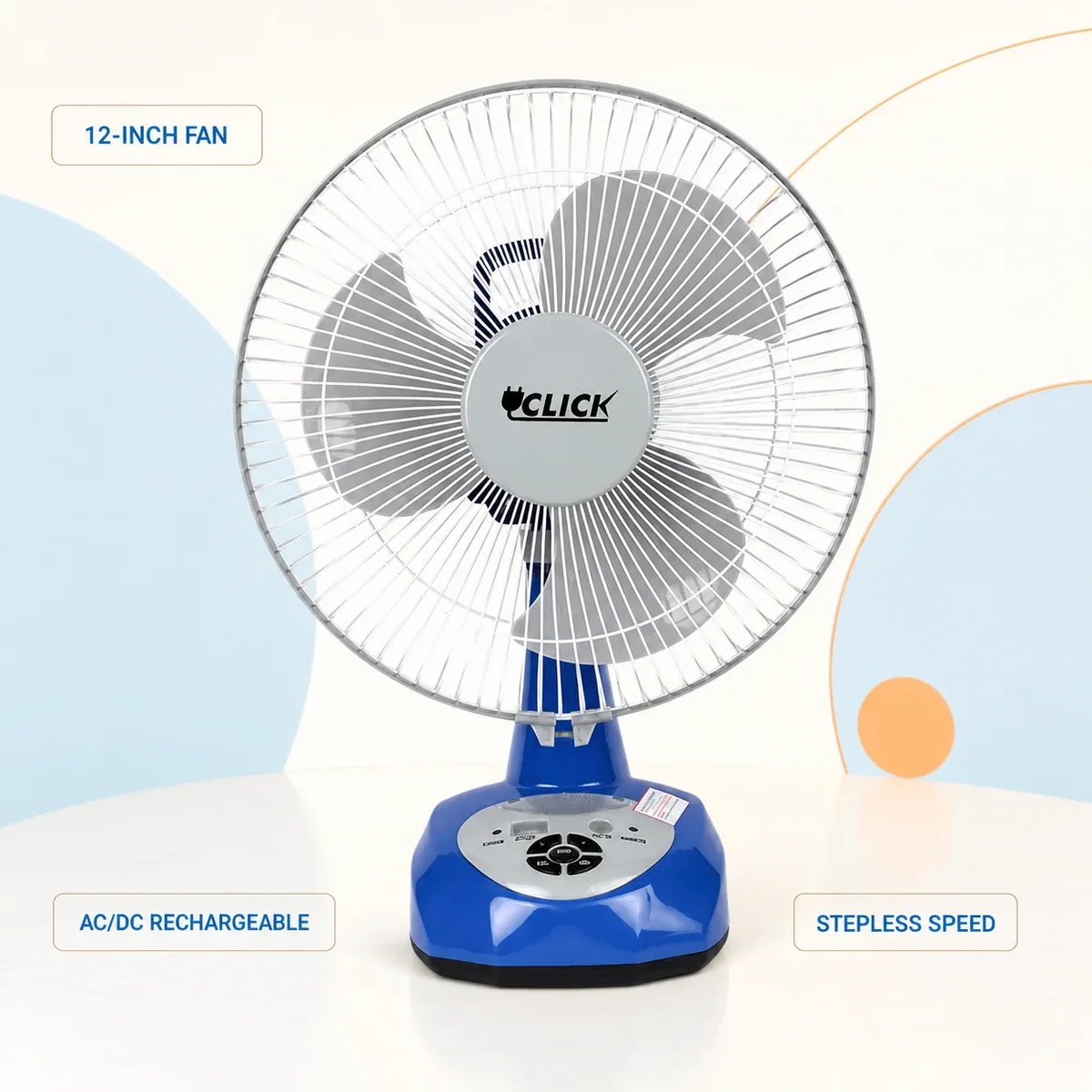 Click Rechargeable Table Fan 12″ product image