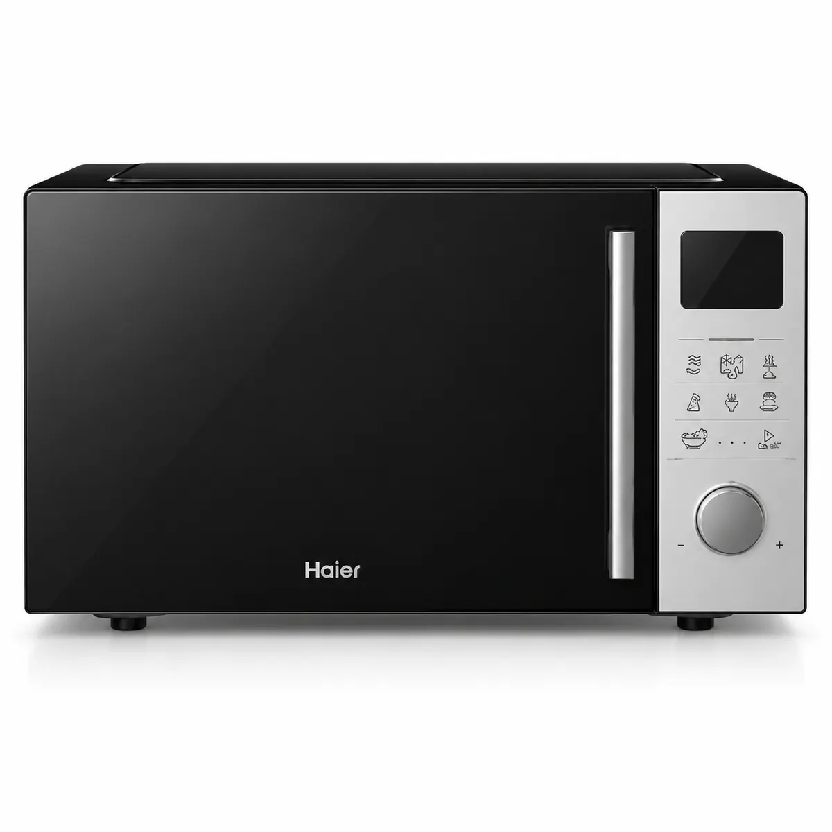 Haier 30 Liter Convection Oven HMW-E3001CBBD in black with silver digital control panel and knob