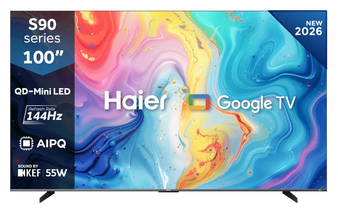 Haier H100S90FUX 100 inch QD-Mini LED 4K Google TV front view