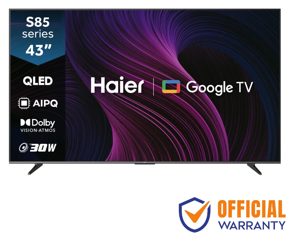 Haier H43S85GUX 43 inch QLED 4K Google TV front view