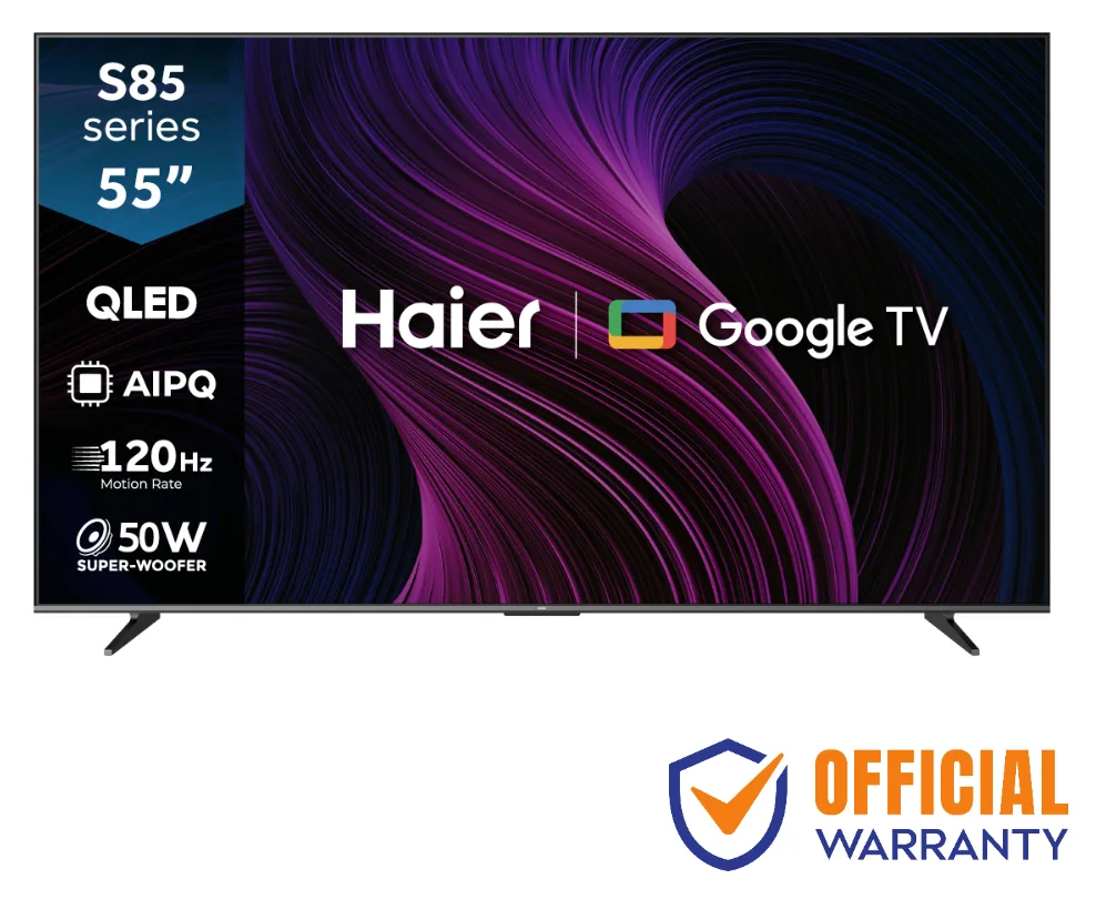 Haier H55S85GUX 55 inch QLED 4K Google TV front view