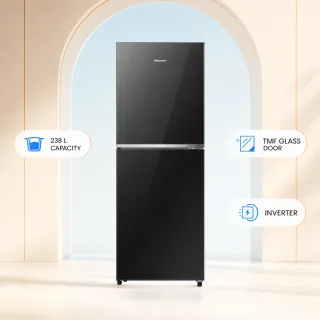Hisense 238L TMF Glass Door Inverter Refrigerator Premium Black — 1