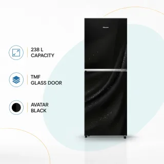 Hisense 238L TMF Glass Door Refrigerator Avatar Black — 1