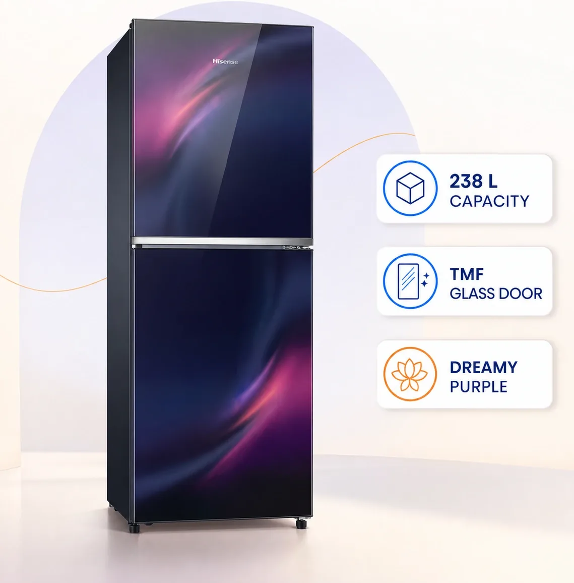 Hisense 238L TMF Glass Door Refrigerator Dreamy Purple product image