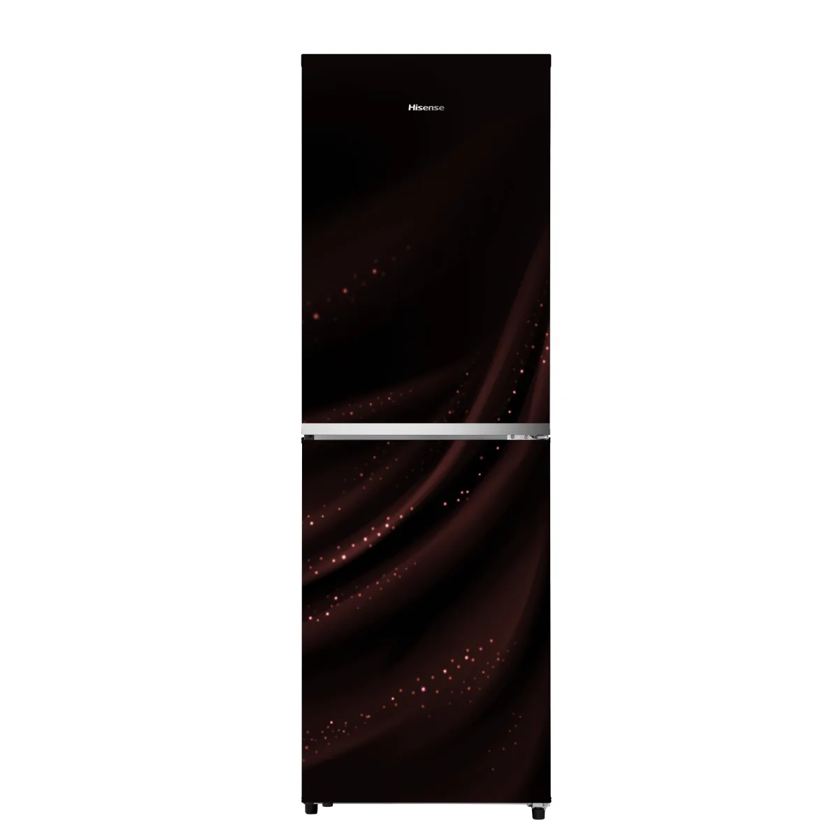 Hisense 270L BMF glass door refrigerator in Avatar Red with bottom freezer