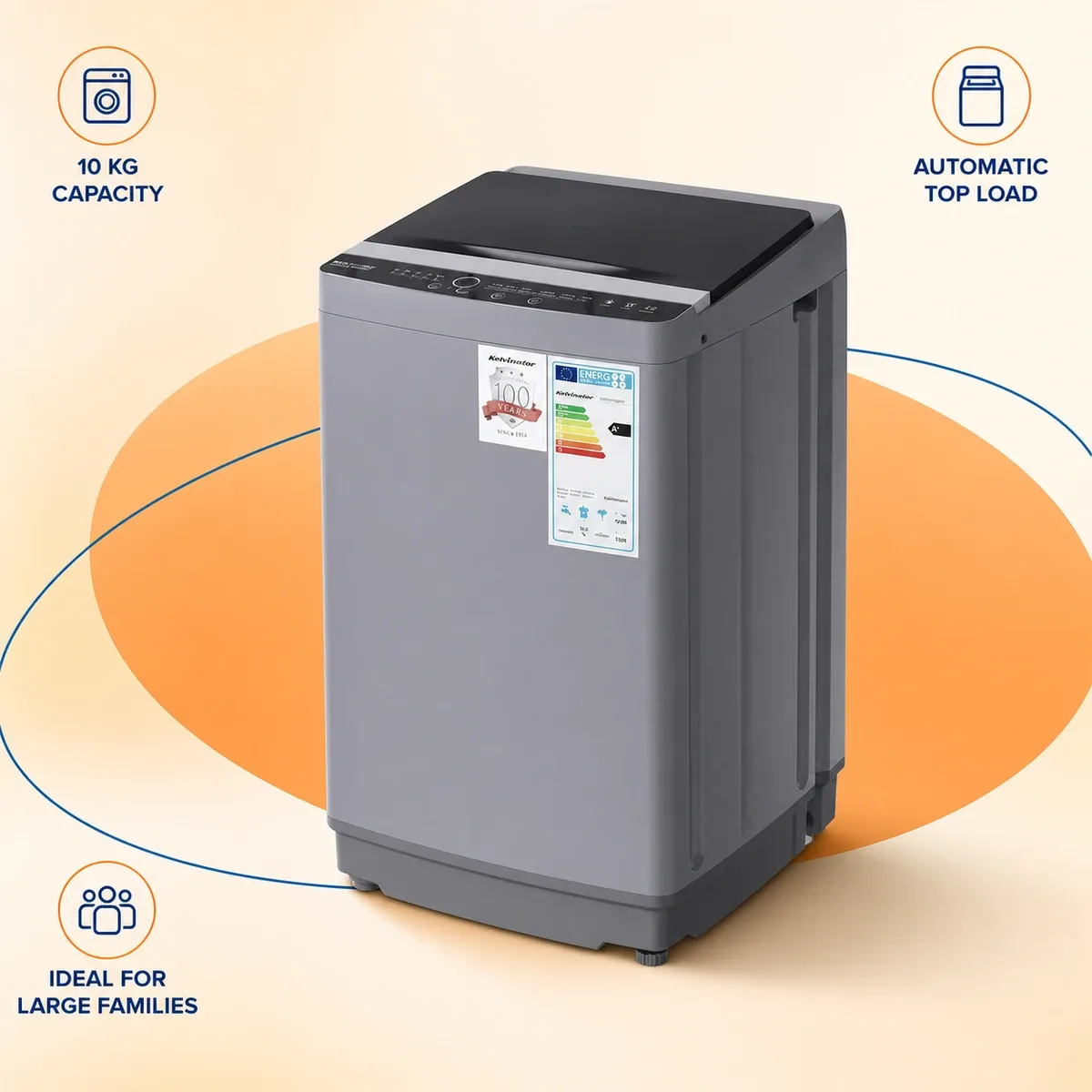 Kelvinator 10KG Automatic Top Loading Washing Machine product image