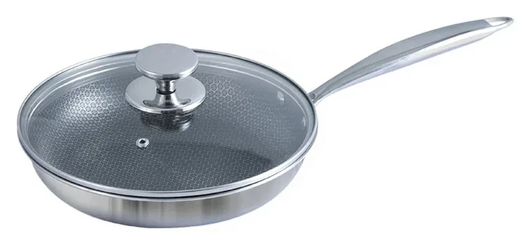 Kiam 26CM Tri Ply Honeycomb Stainless Steel Fry Pan With Lid Induction Bottom Multicolor product image