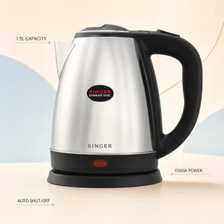 Singer 1.5L Stainless Steel Electric Kettle — 1