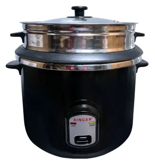 Singer Deluxe Black 2.8L Rice Cooker with Double Bowl — 2