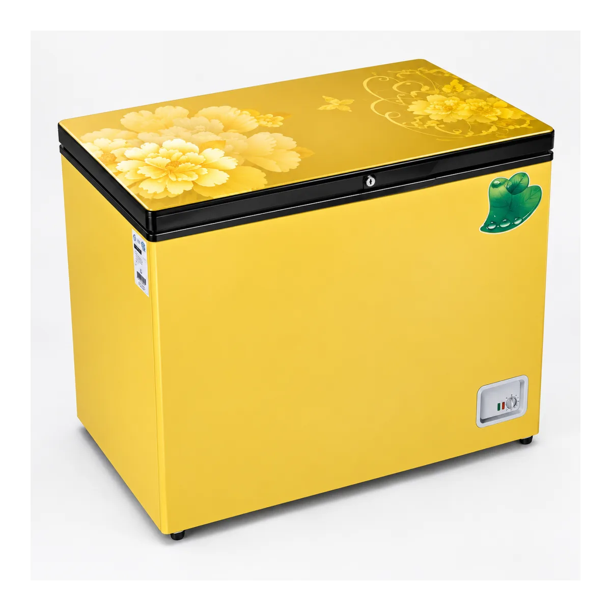 Vision RE-112L Yellow Peony Shadow glass door chest freezer, 112 liter