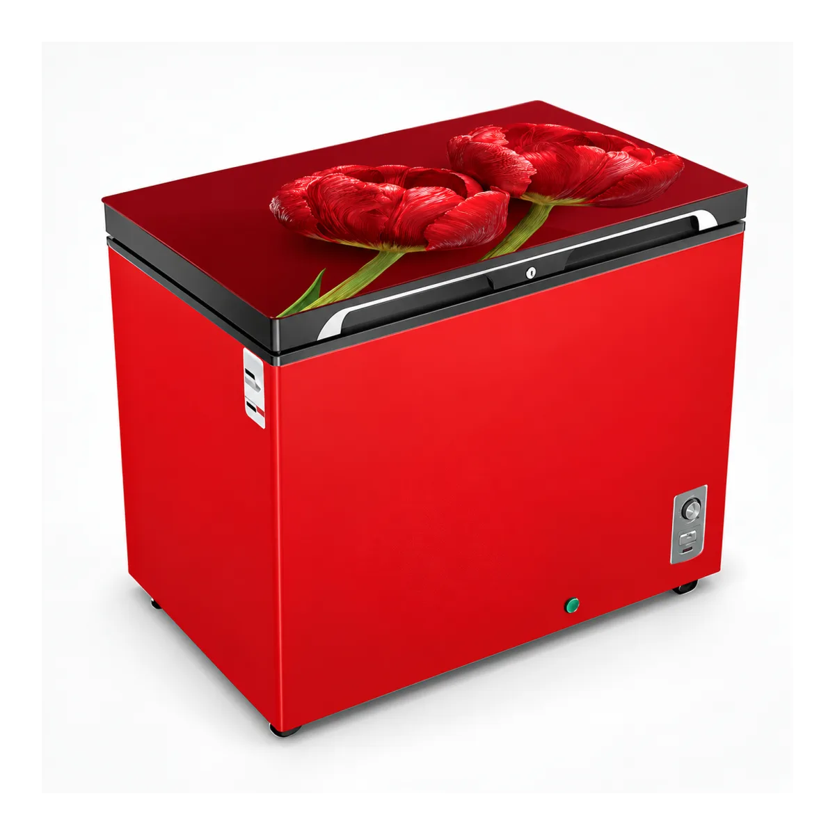 Vision RE-150L Red Double Rose glass door chest freezer, 150 liter