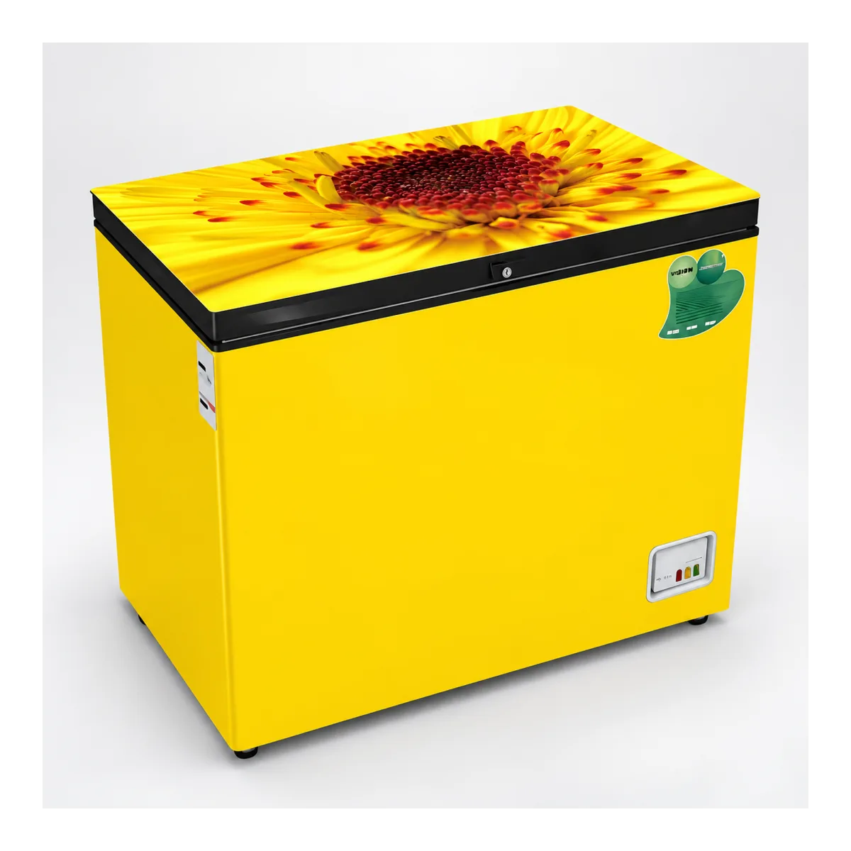 Vision RE-150L Yellow Flower Core glass door chest freezer, 150 liter