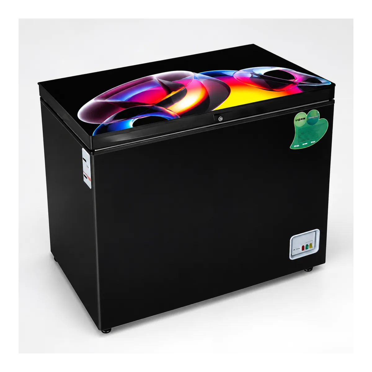 Vision RE-250L Black Colourful glass door chest freezer, 250 liter