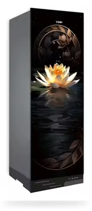 Vision Glass Door Refrigerator RE-150 Liter Moonlight Lily Flower Top Mount — 2