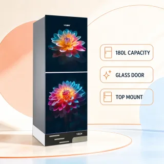 Vision Glass Door Refrigerator RE-180 Liter Lotus Poddo Top Mount — 1