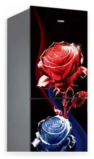 Vision Glass Door Refrigerator RE-200 Liter Crystal Rose Flower Top Mount — 4
