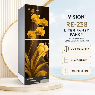 Vision Glass Door Refrigerator RE-238 Liter Pansy Fancy Bottom Mount — 1