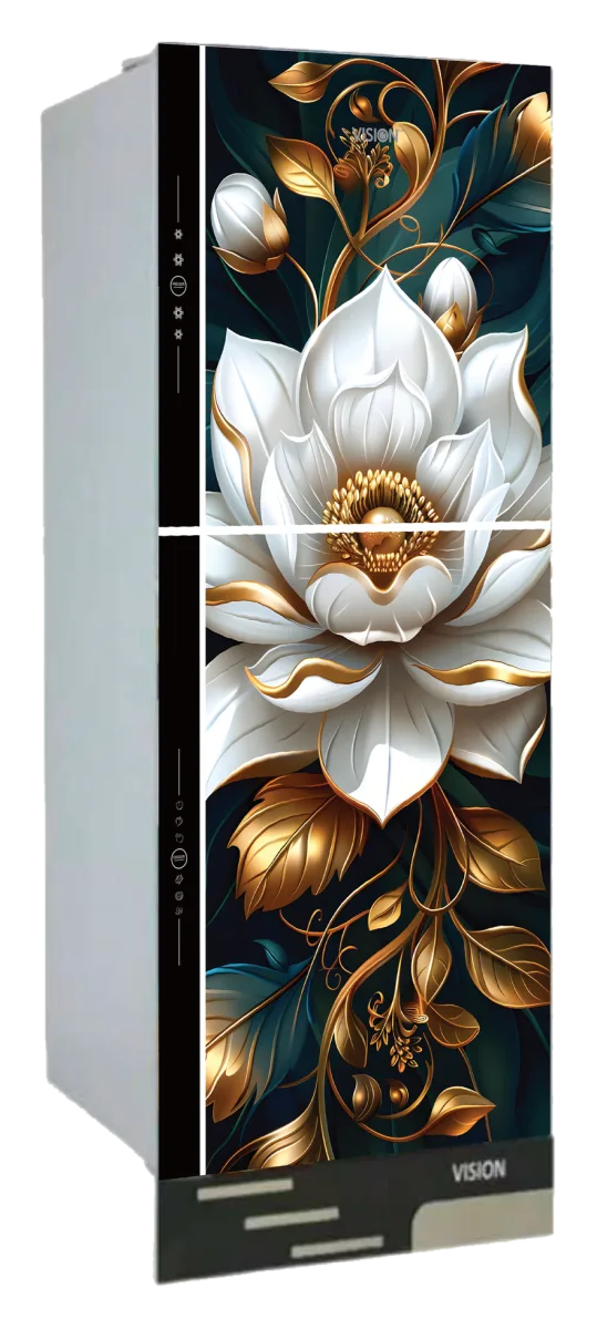 Vision 262 Liter glass door refrigerator in W Manaca design, top mount