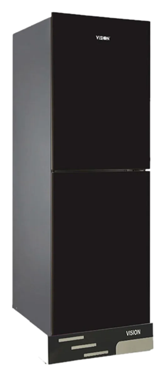 Vision 292 Liter glass door refrigerator in Black design, bottom mount