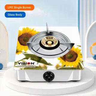 Vision Lpg Single Glass Body Gas Stove Sun Flower 3d — 1