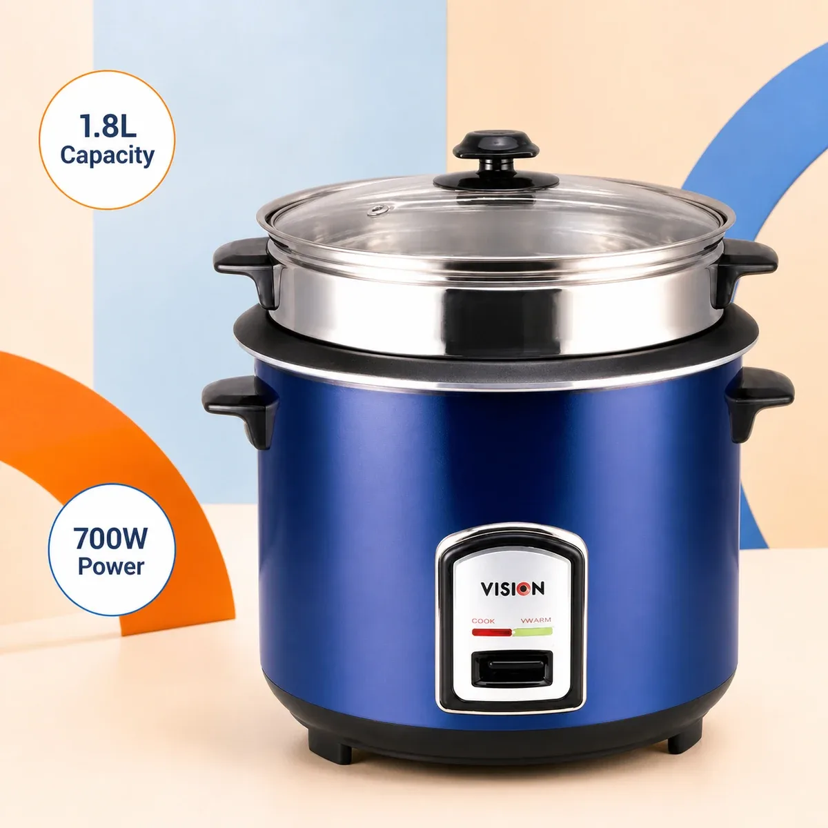 Vision Rice Cooker 1.8L 40-06 SS Blue Double Pot