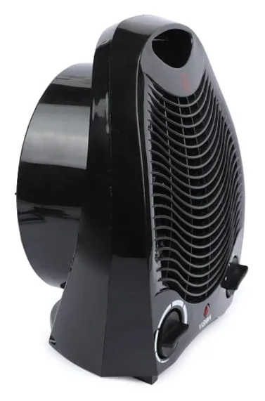 Vision Room Comforter-REL-Easy Black fan heater side view showing slim compact body