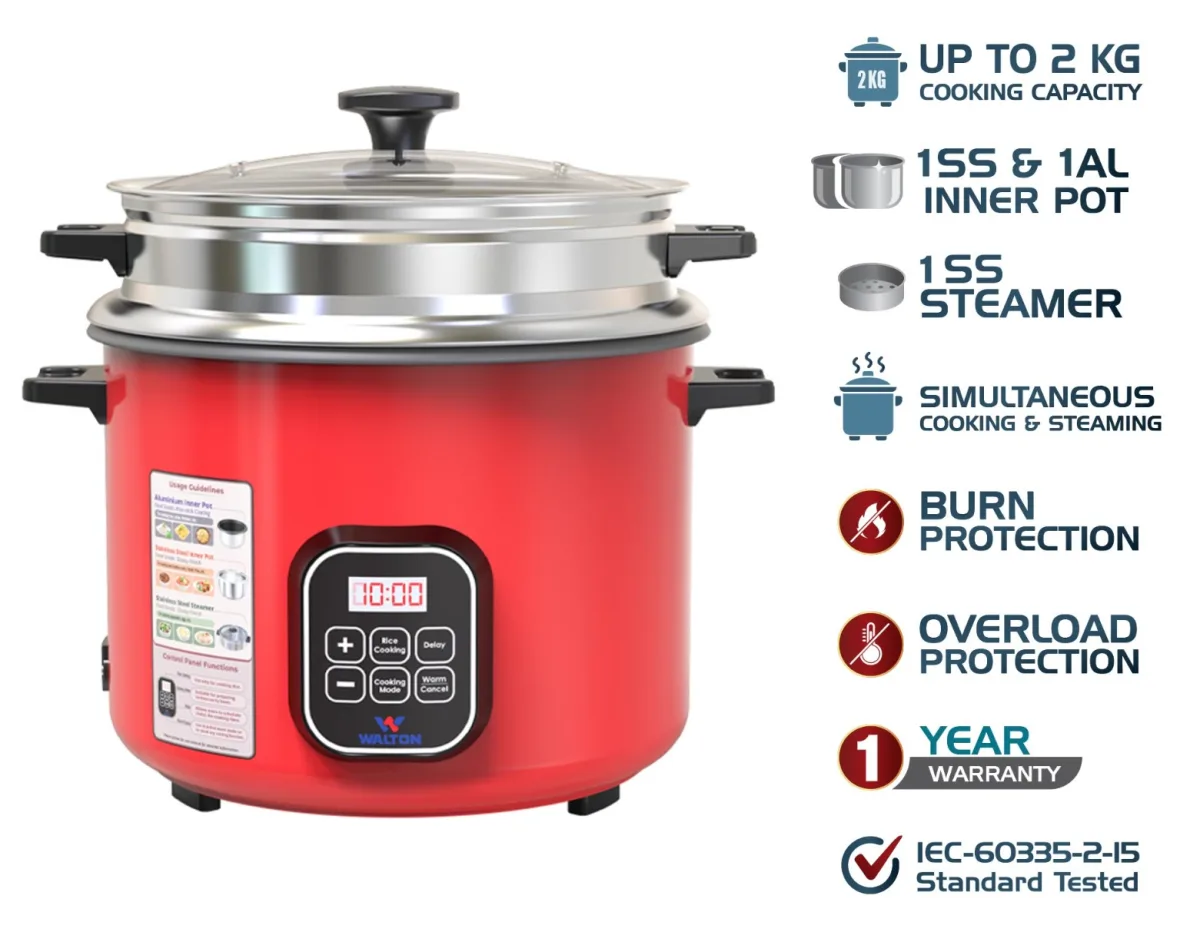 Walton All Rounder Multi-Cooker 3.0 Liter for rice, steaming, frying and curry