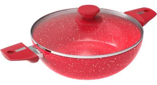 Walton Ceramic Coated Wok Pan With Glass Lid 24 cm — 1