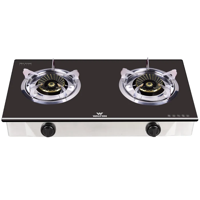 Walton WGS-NeoFlame G101 glass top double burner gas stove with pure brass burner caps