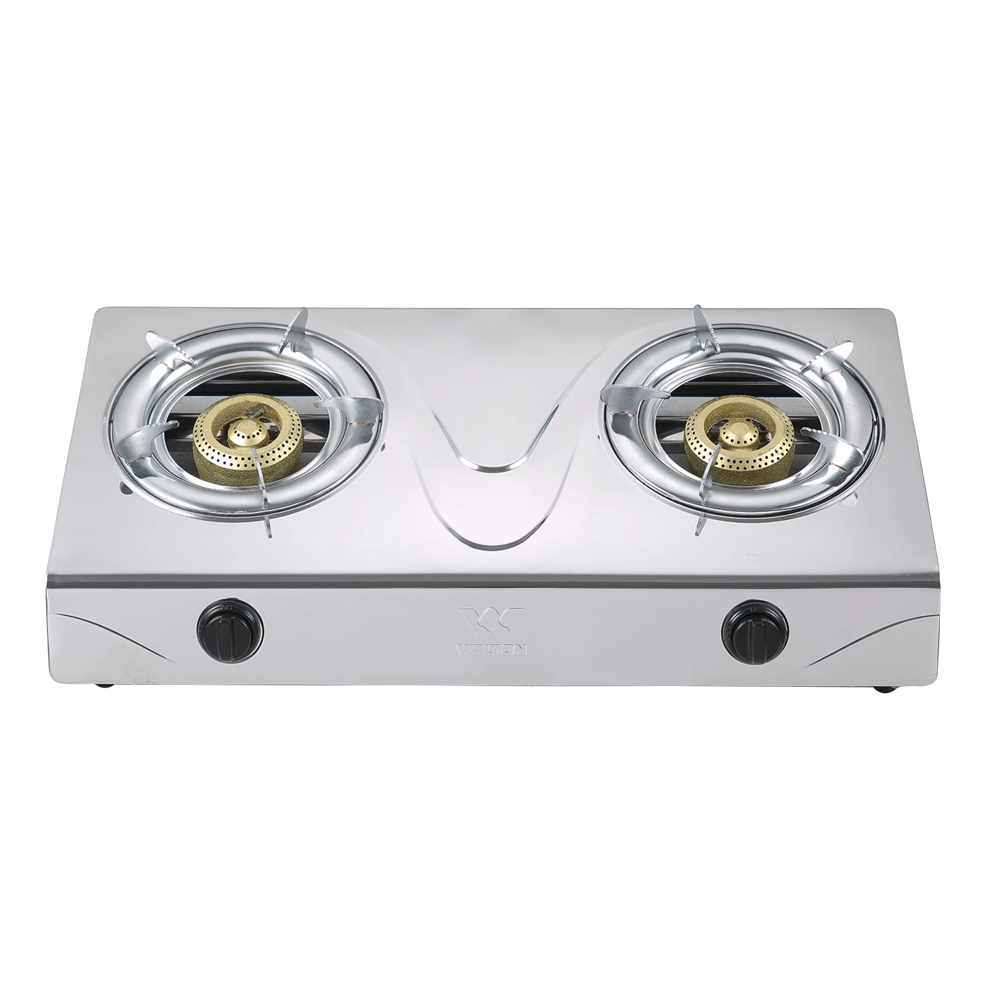Walton Stainless Steel Double Burner Gas Stove WGS-SDH90 with 90 mm honeycomb burners and steel pan support
