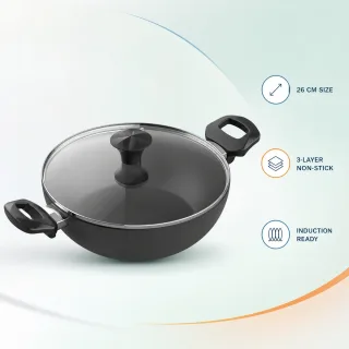 Walton Wok Pan 26cm with Glass Lid Classic Induction — 1