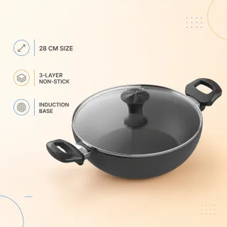 Walton Wok Pan 28cm with Glass Lid Classic Induction — 1